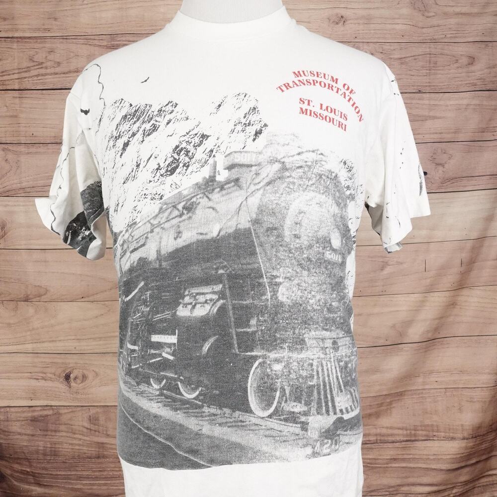 Vintage Museum of Transportation St Louis Shirt Large Train USA All Over Print‎
